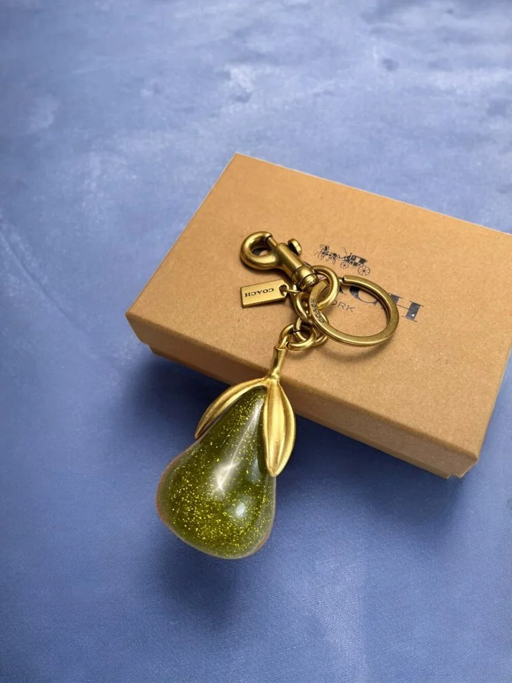 🌸Coach Gold and Green Glitter Key Holder